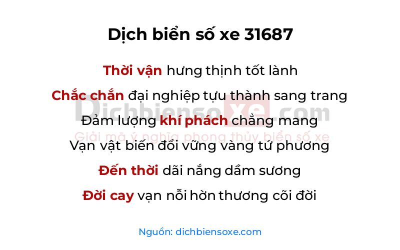 Dịch thơ biển số 31687