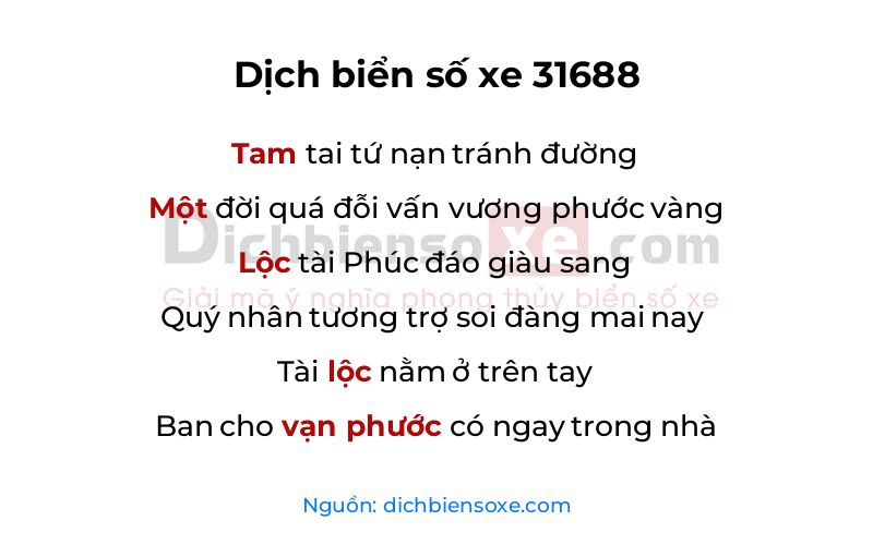 Dịch thơ biển số 31688