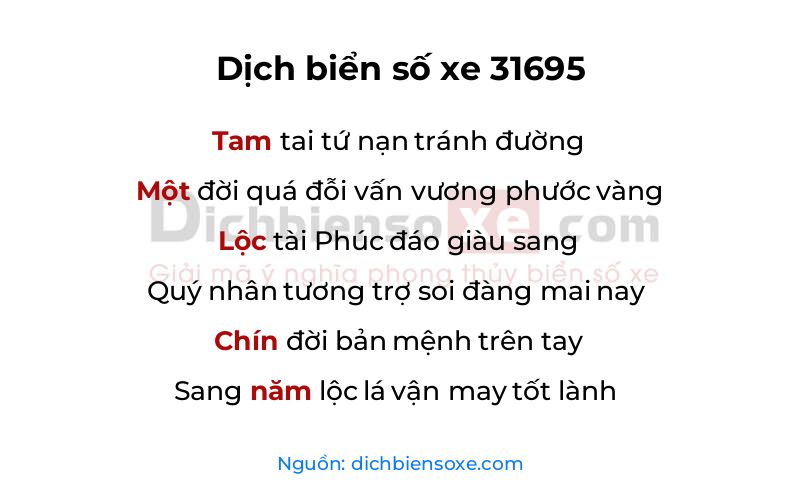 Dịch thơ biển số 31695