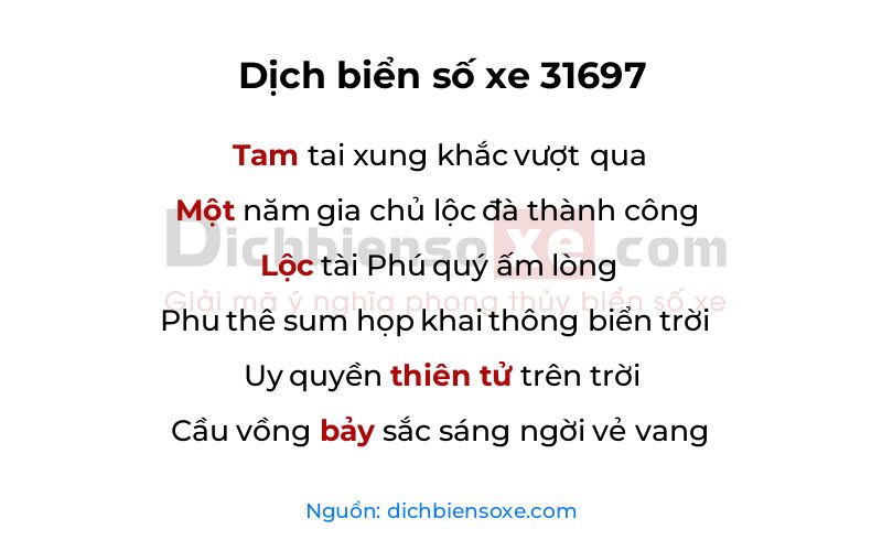 Dịch thơ biển số 31697