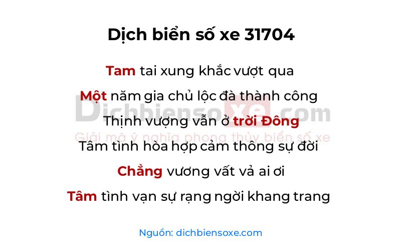 Dịch thơ biển số 31704