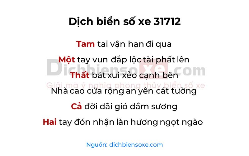 Dịch thơ biển số 31712