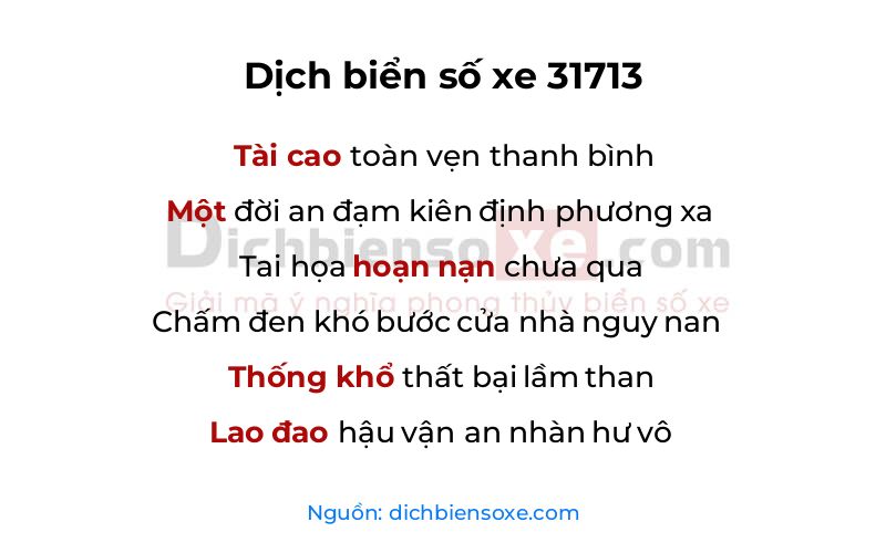 Dịch thơ biển số 31713