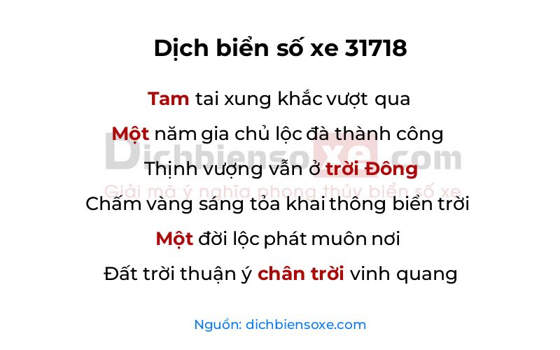 Dịch thơ biển số 31718