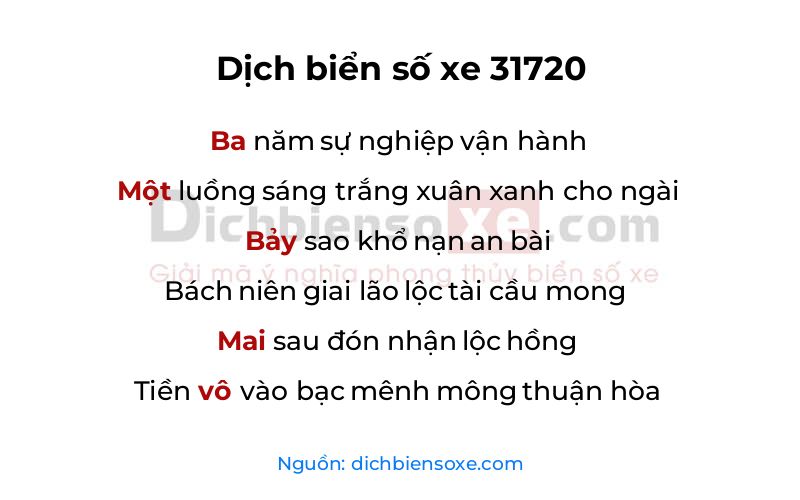 Dịch thơ biển số 31720