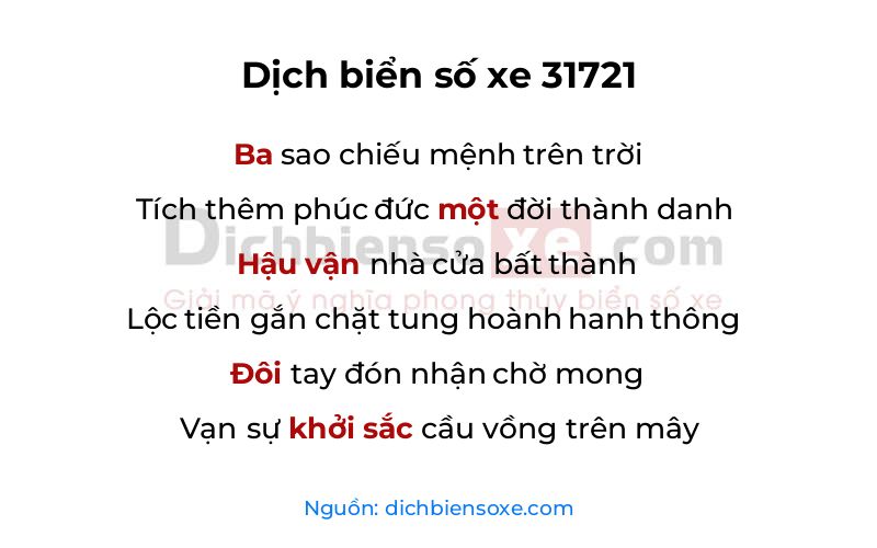 Dịch thơ biển số 31721