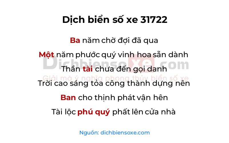 Dịch thơ biển số 31722