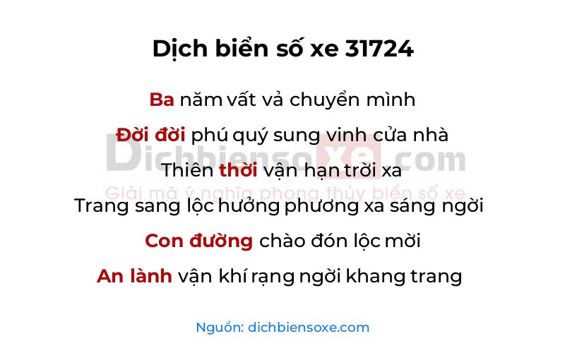 Dịch thơ biển số 31724