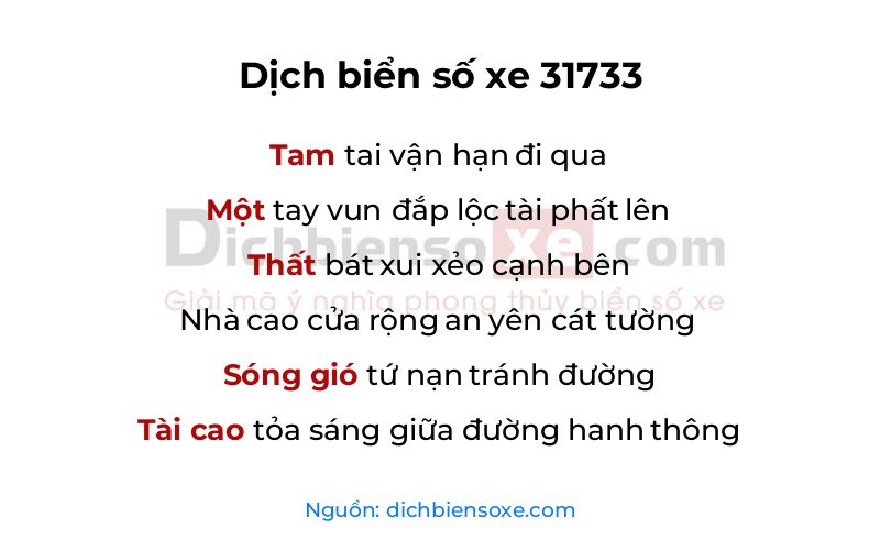 Dịch thơ biển số 31733