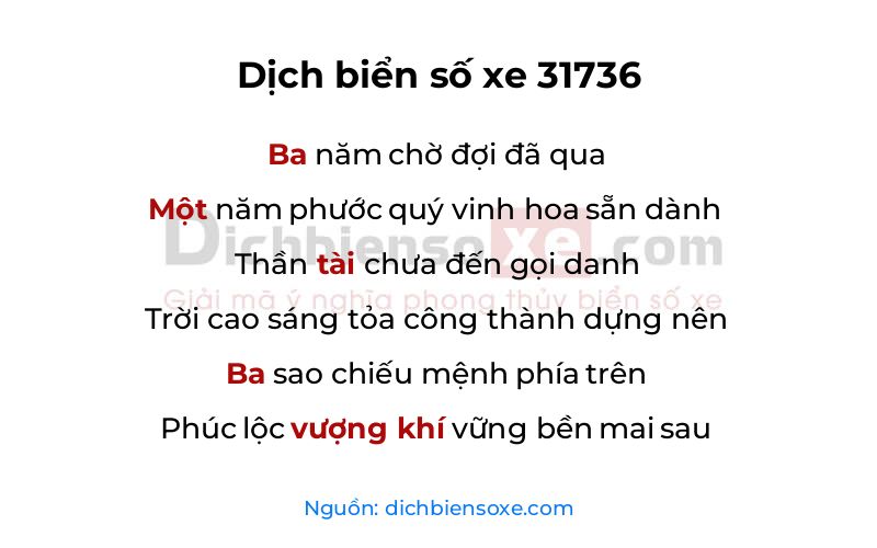 Dịch thơ biển số 31736