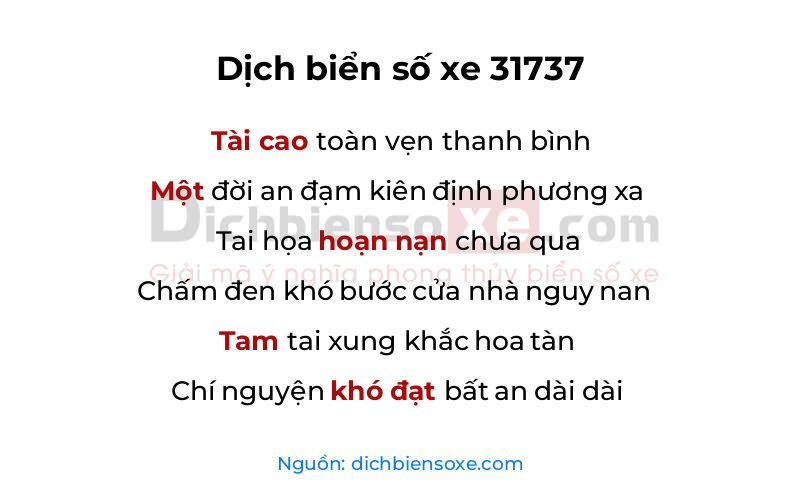 Dịch thơ biển số 31737