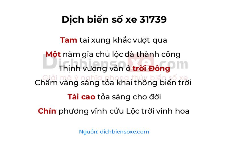 Dịch thơ biển số 31739