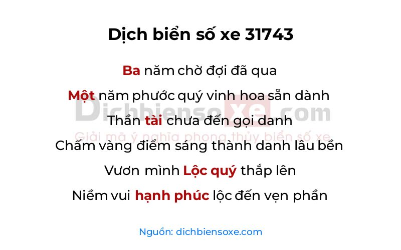 Dịch thơ biển số 31743