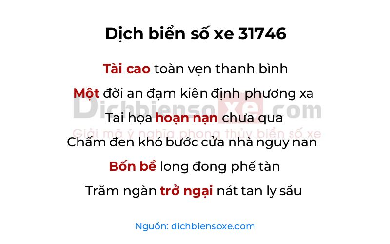 Dịch thơ biển số 31746