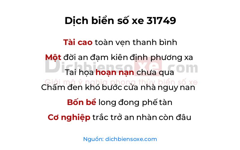 Dịch thơ biển số 31749