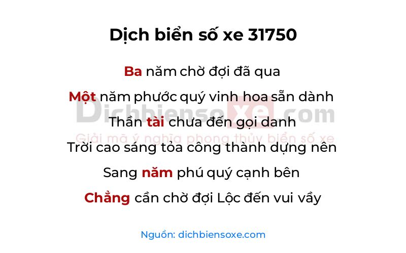 Dịch thơ biển số 31750