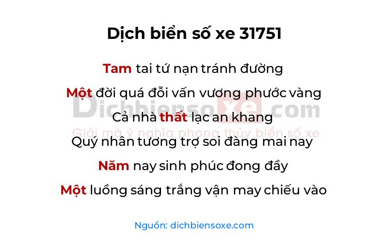 Dịch thơ biển số 31751
