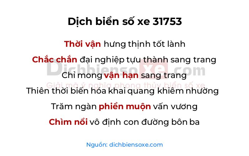 Dịch thơ biển số 31753
