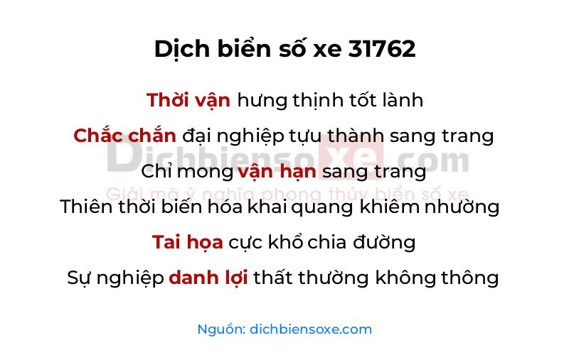 Dịch thơ biển số 31762
