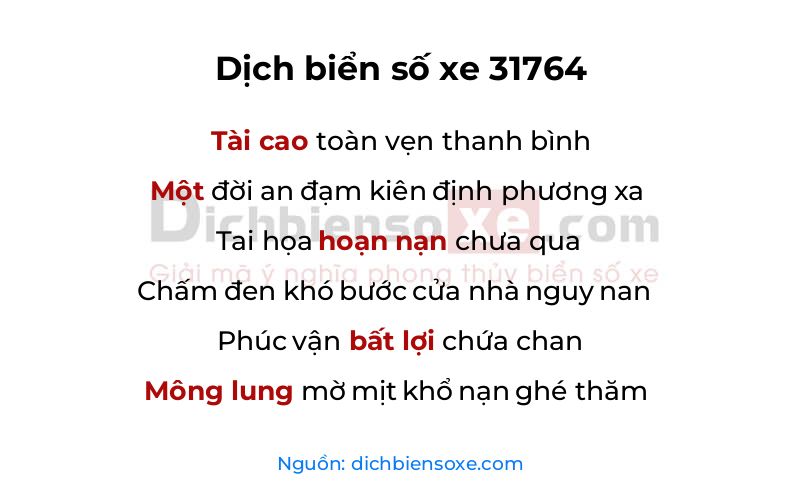 Dịch thơ biển số 31764