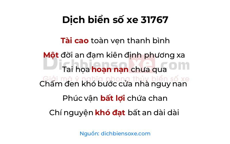 Dịch thơ biển số 31767