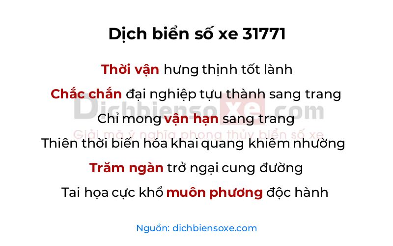 Dịch thơ biển số 31771