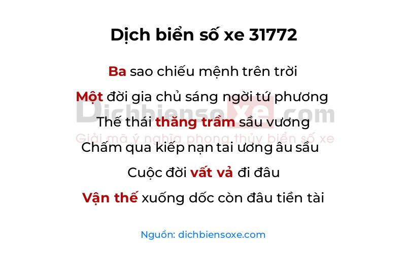 Dịch thơ biển số 31772