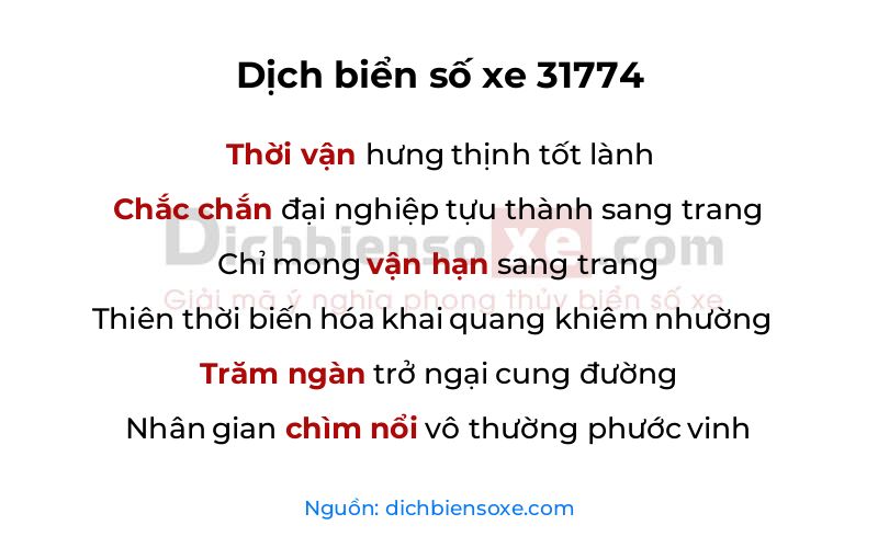 Dịch thơ biển số 31774