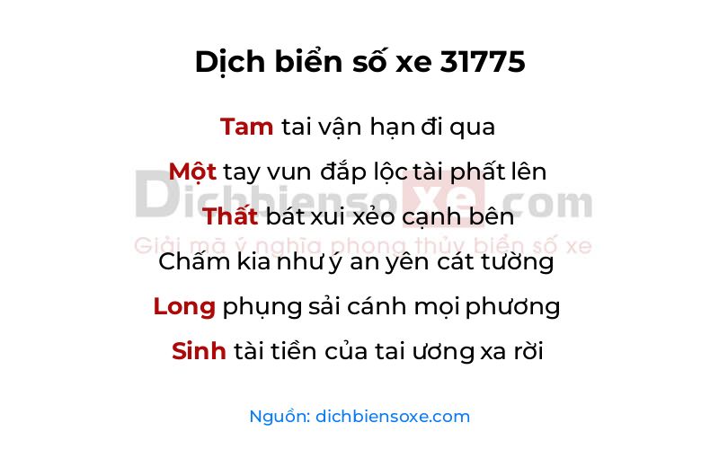 Dịch thơ biển số 31775