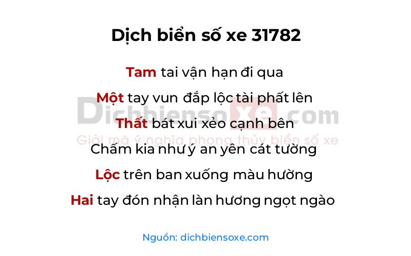 Dịch thơ biển số 31782