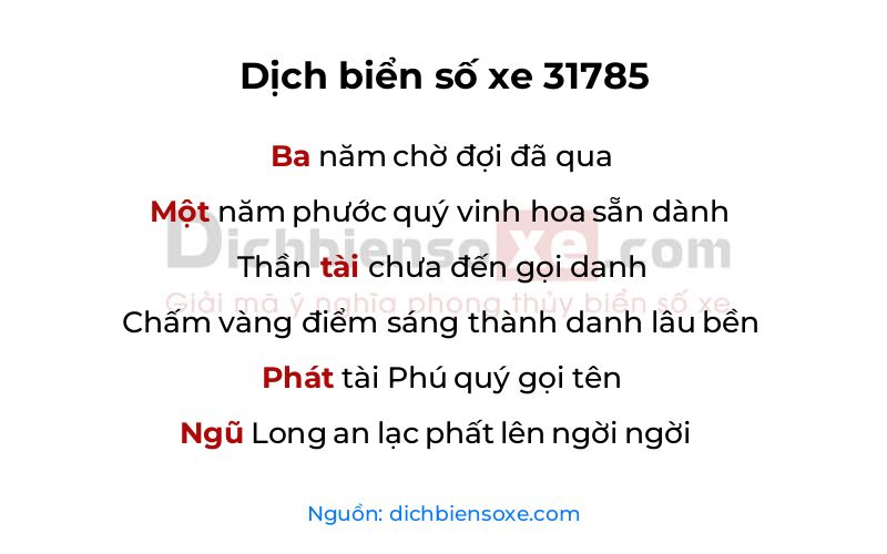Dịch thơ biển số 31785
