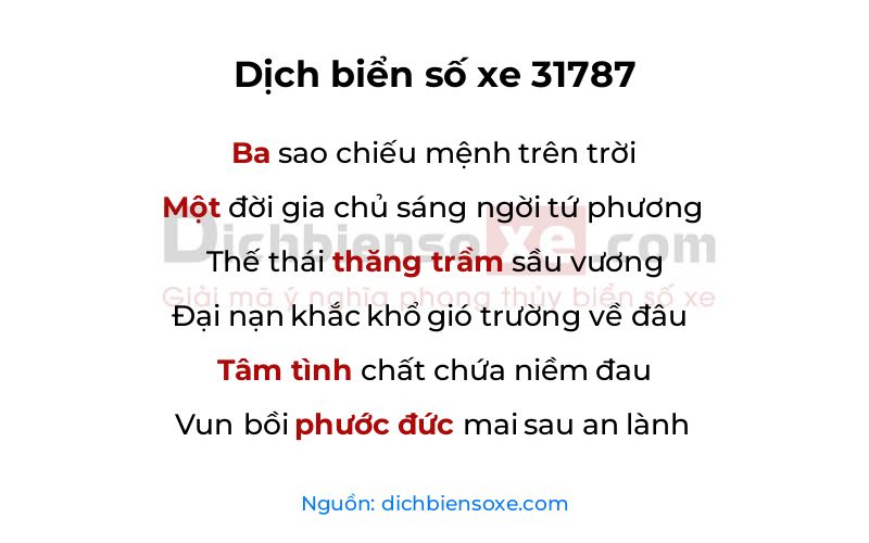 Dịch thơ biển số 31787