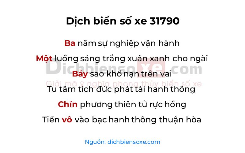 Dịch thơ biển số 31790
