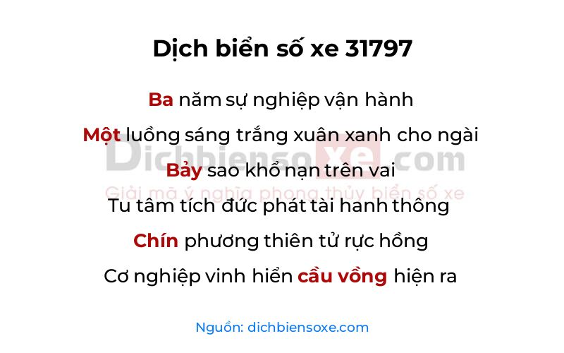 Dịch thơ biển số 31797
