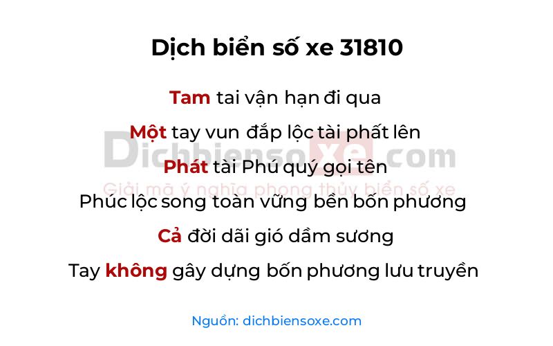 Dịch thơ biển số 31810