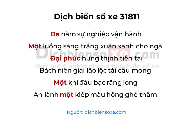 Dịch thơ biển số 31811