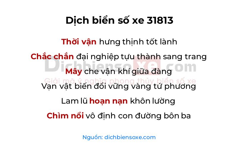 Dịch thơ biển số 31813