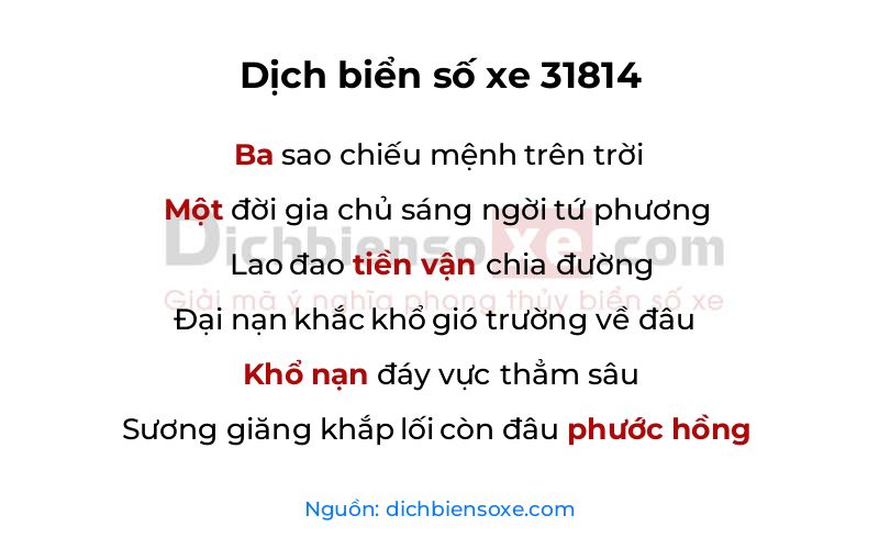 Dịch thơ biển số 31814