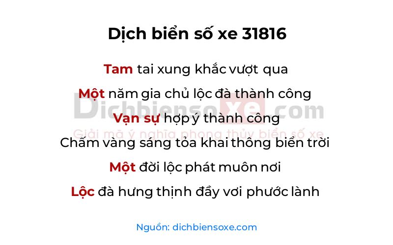 Dịch thơ biển số 31816