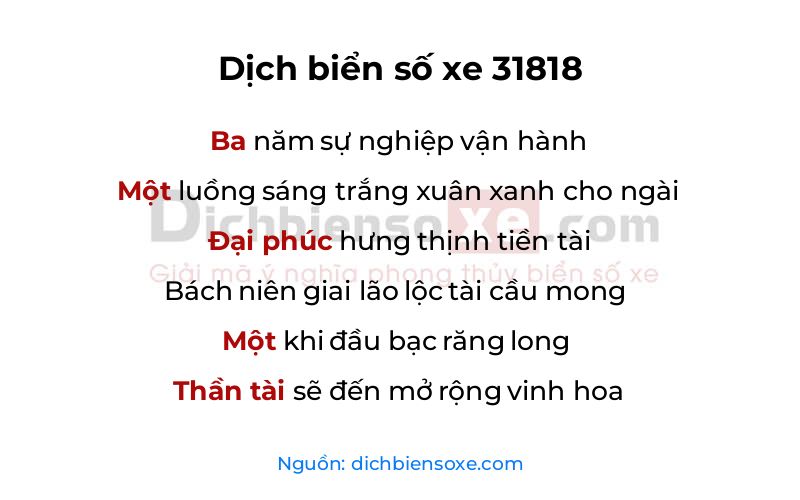 Dịch thơ biển số 31818