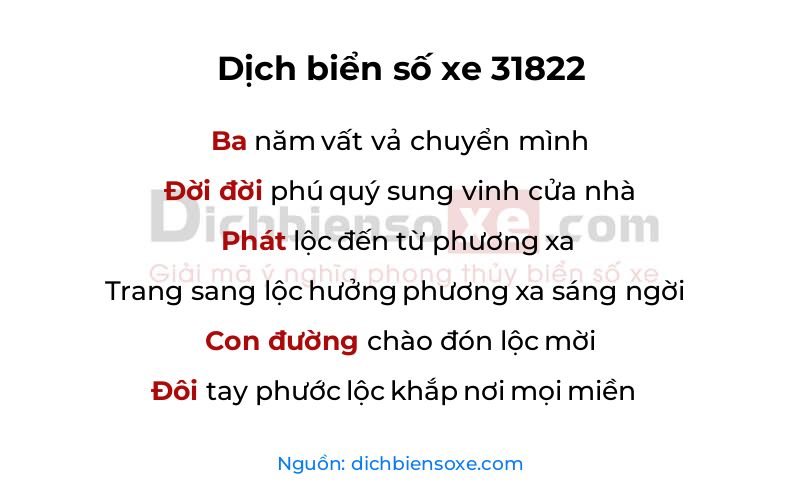 Dịch thơ biển số 31822
