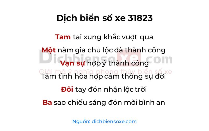 Dịch thơ biển số 31823