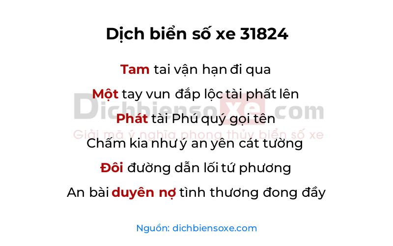 Dịch thơ biển số 31824