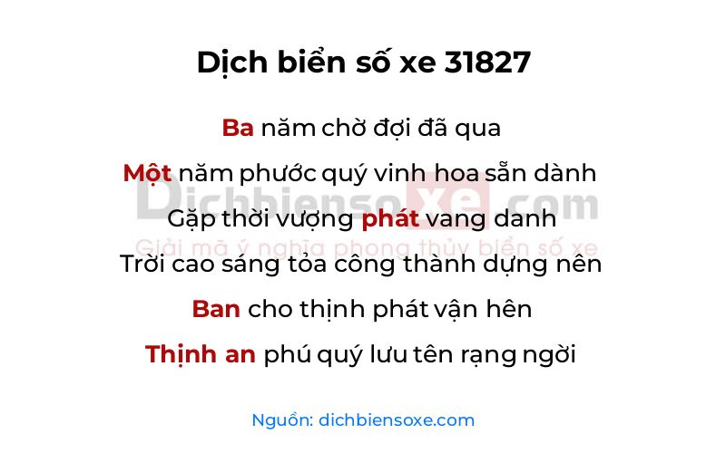 Dịch thơ biển số 31827