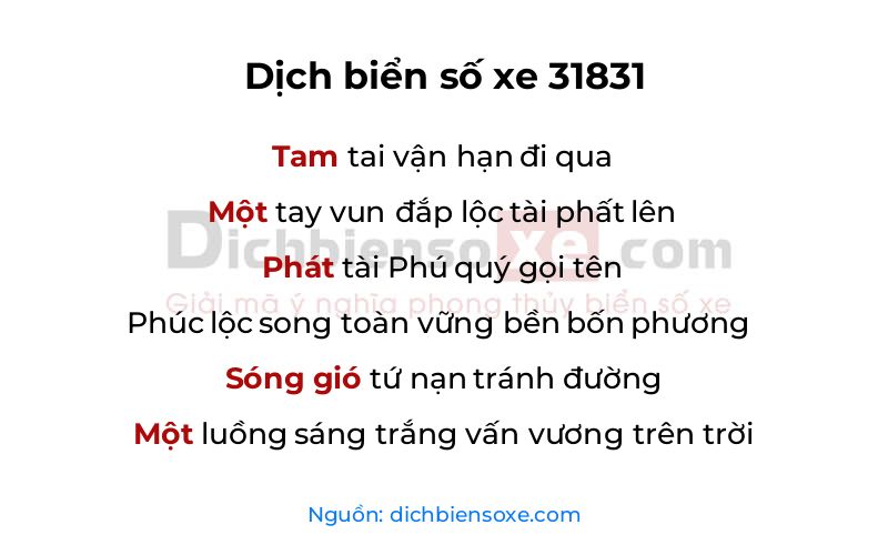 Dịch thơ biển số 31831