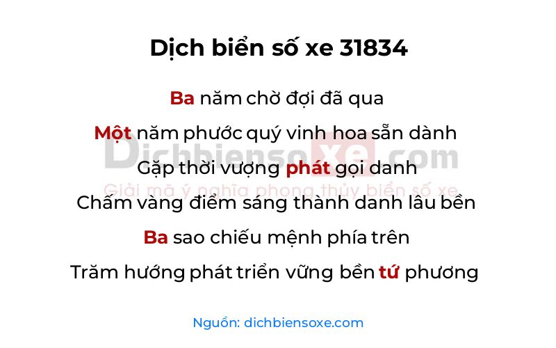 Dịch thơ biển số 31834