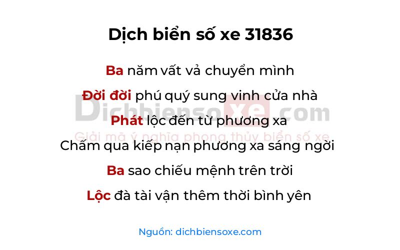 Dịch thơ biển số 31836