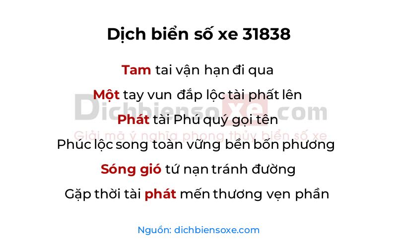 Dịch thơ biển số 31838