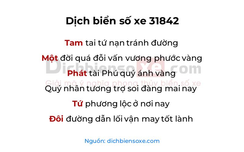 Dịch thơ biển số 31842