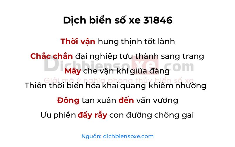Dịch thơ biển số 31846